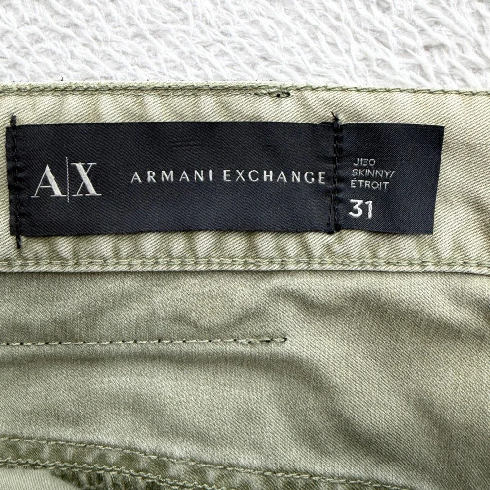 Armani Exchange J130 Skinny Fit Chino Pants Mens 31 Olive Green Stretch‎ Twill
